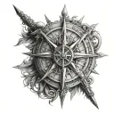 jack sparrow compass rose with intricate details tattoo design idea