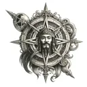jack sparrow compass rose with intricate details tattoo design idea