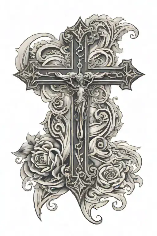 cross with jesus on it and the verse John 3:16 under it tattoo design idea
