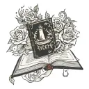 7 pages falling from a closed book cover Lost Royalty  tattoo design idea