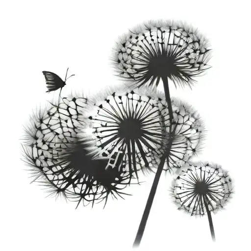 dandelion transforming tattoo design idea