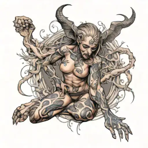 petite,nude,sexy,beautifull,full body,female,worrior,demon,anatomically correct,realism tattoo design idea