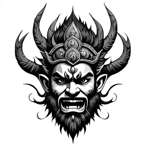 Ravana Tattoo Arranged 10 Heads tattoo design idea