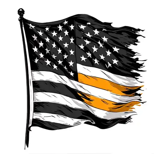 Tattered American Flag with ireland colors tattoo design idea