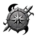VIKING SHIELD with nordic compass tattoo design idea