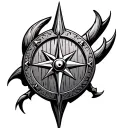 VIKING SHIELD with nordic compass tattoo design idea