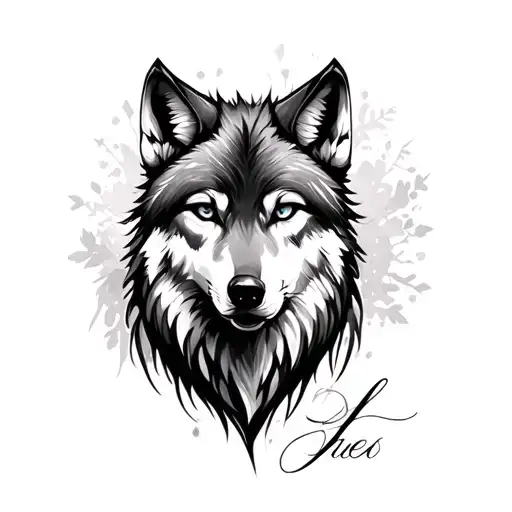 Feminine Wolf tattoo design idea