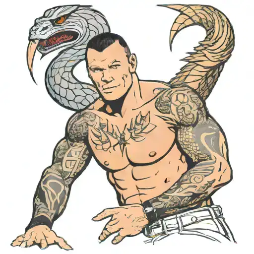 randy orton pose surrounded by vipers  tattoo design idea