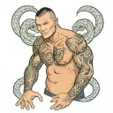 randy orton pose surrounded by vipers  tattoo design idea