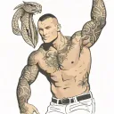 randy orton pose surrounded by vipers  tattoo design idea