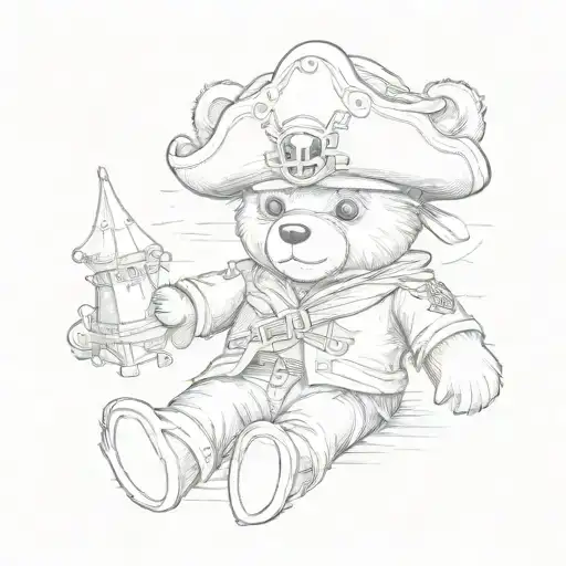 teddy bear pirate tattoo design idea