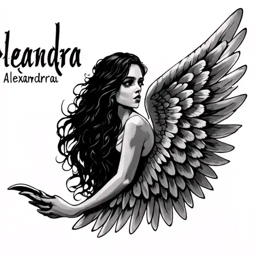 "Alexandra " "Alexandra " angel wing right one side arm sleeve tattoo design idea