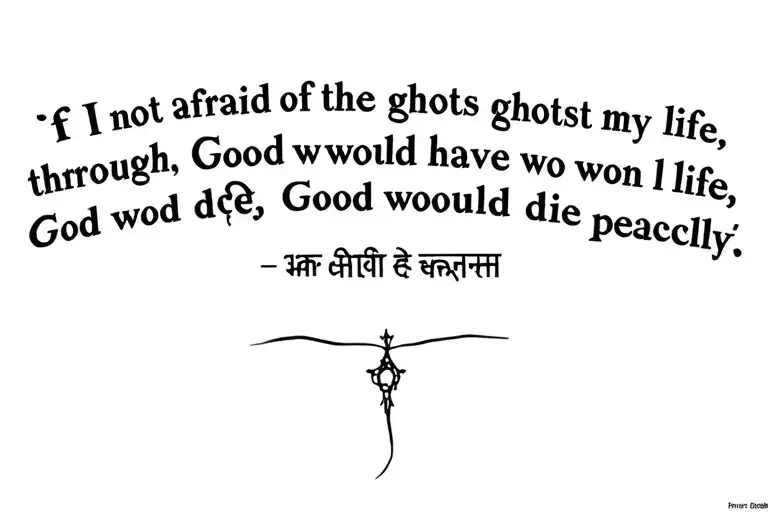 Quote "If I am not afraid of the ghosts throughout my life, God would have won loudly, God would die peacefully." In Hindi tattoo design idea