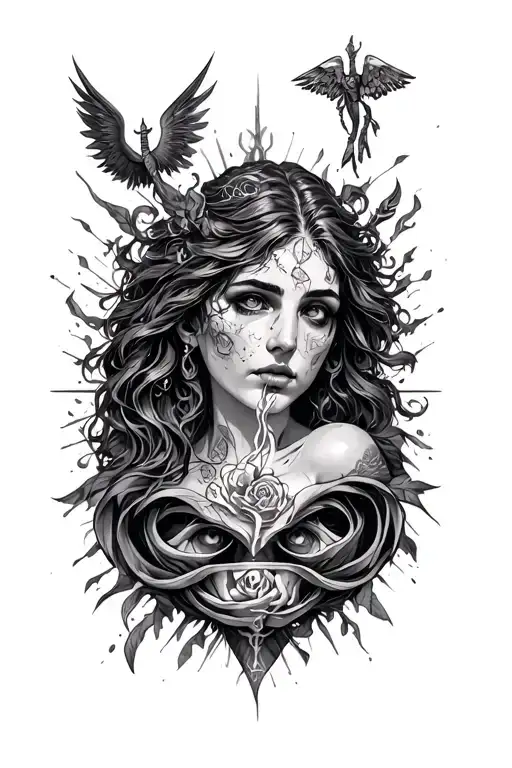 the 7 deadly sins vs 7 heavenly virtues tattoo design idea