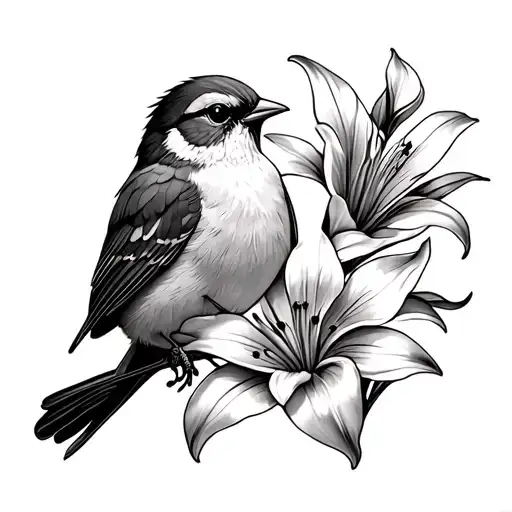 Sparrow And Lily tattoo design idea