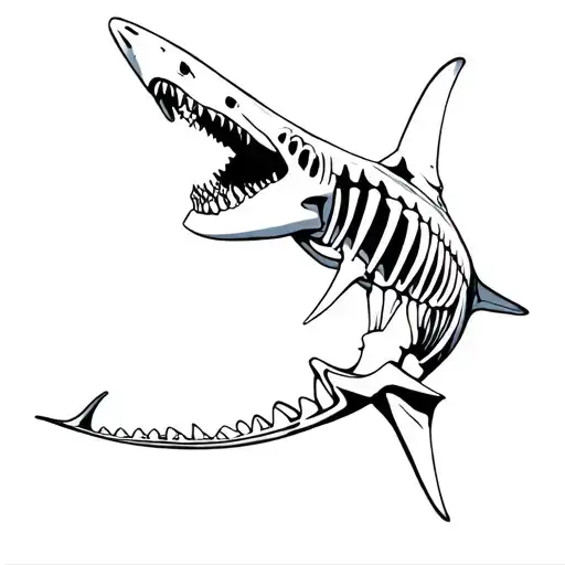 shark skeleton tattoo design idea