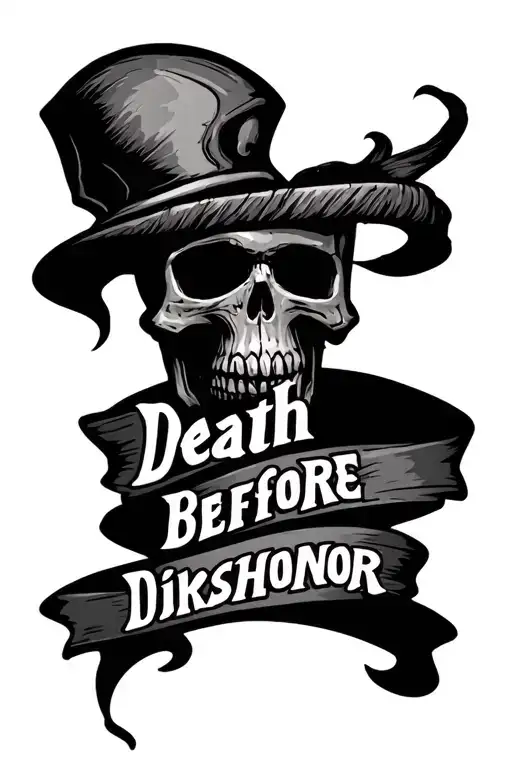 gernade with the saying death before dishonor words tattoo design idea