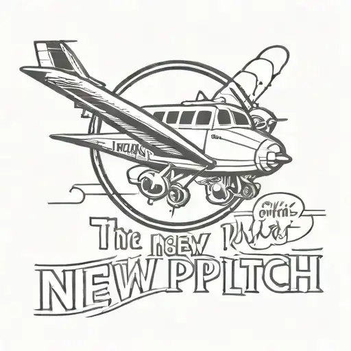 Aeroplane with circle text around it saying "I'm the new pilot in this bitch"  tattoo design idea