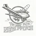 Aeroplane with circle text around it saying "I'm the new pilot in this bitch"  tattoo design idea