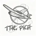Aeroplane with circle text around it saying "I'm the new pilot in this bitch"  tattoo design idea