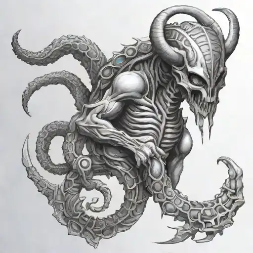 annunaki alien Scorpio temple god tattoo design idea