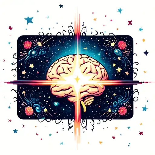adhd brain with cosmic star thinking about dancing tattoo design idea