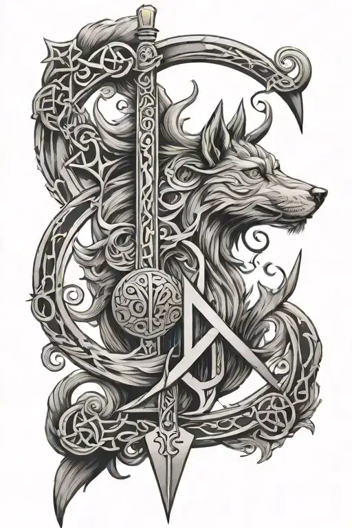 runes and freya  tattoo design idea