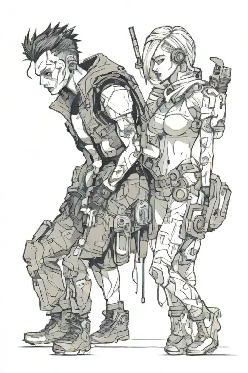 cyberpunk edgerunners david and lucy tattoo design idea