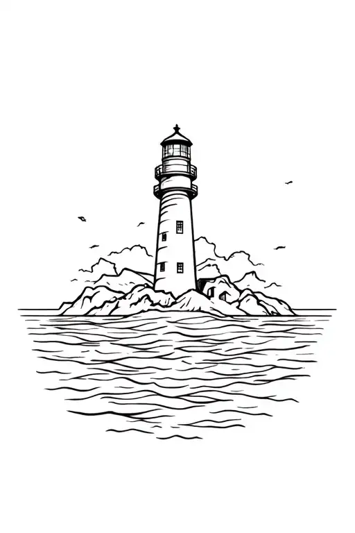 Lighthouse ocean tattoo design idea