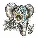 sugar skull elephant head tattoo design idea