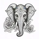 sugar skull elephant head tattoo design idea