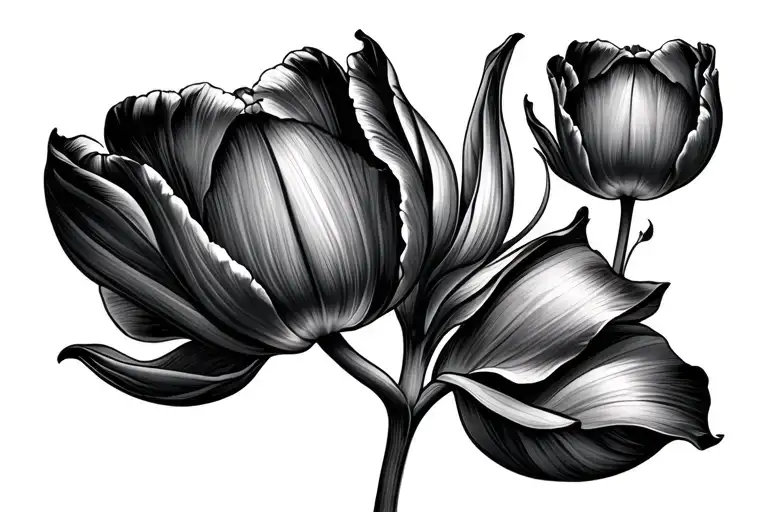I love you more and first with a tulip  tattoo design idea