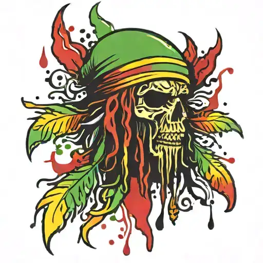 blood dripping with rasta colour tattoo design idea