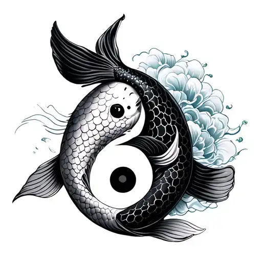 Koi Yin And Yang tattoo design idea