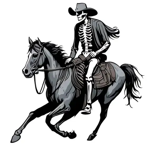 Skeleton Cowboy Riding Horse tattoo design idea