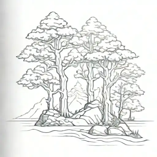 west coast trees tattoo design idea