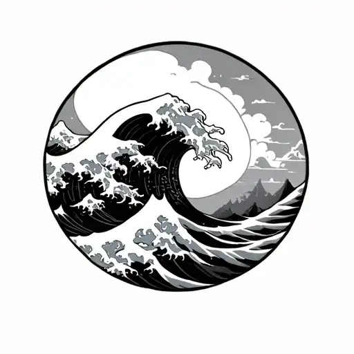 CHINESE WAVE WITH BANKSY VIBES tattoo design idea