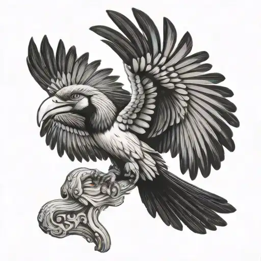 flying hornbill tattoo design idea