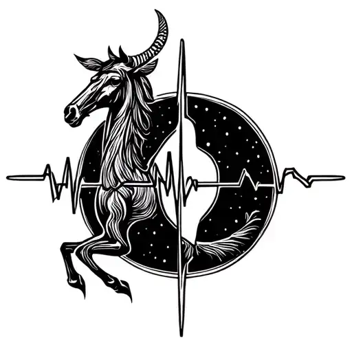 Sagittarius zodiac sign with a heartbeat line running through it tattoo design idea