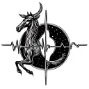 Sagittarius zodiac sign with a heartbeat line running through it tattoo design idea