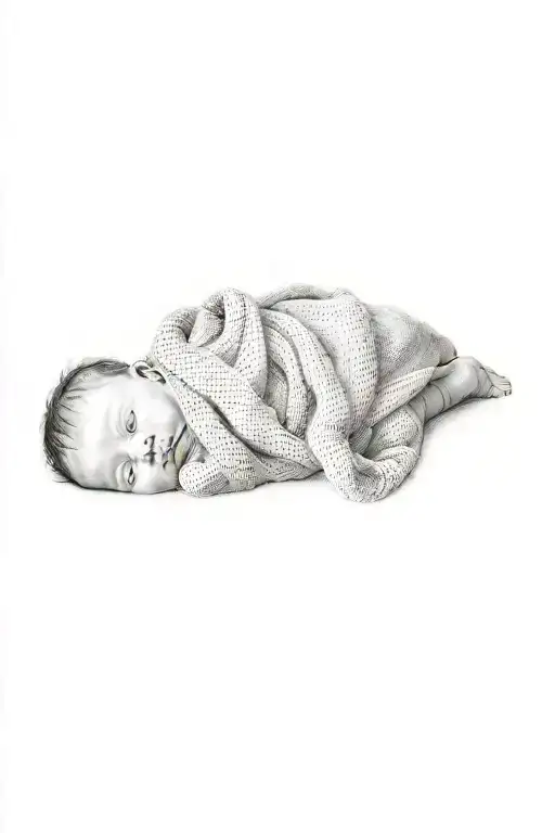 a newborn baby girl wrapped in a blanket tattoo design idea