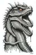 basilisk spitting venom drips from the fangs tattoo design idea