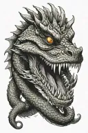 basilisk spitting venom drips from the fangs tattoo design idea