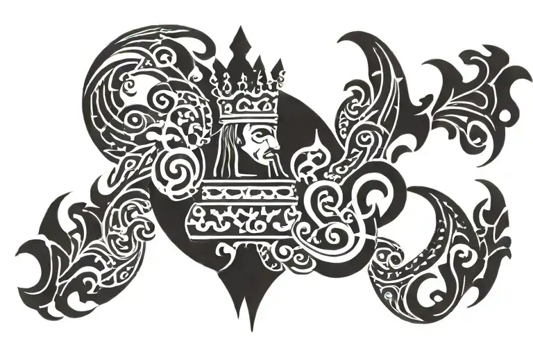 circular tattoo of a king from chess with the number 23 incorperated tattoo design idea