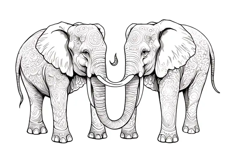 elephants with night sky tattoo design idea