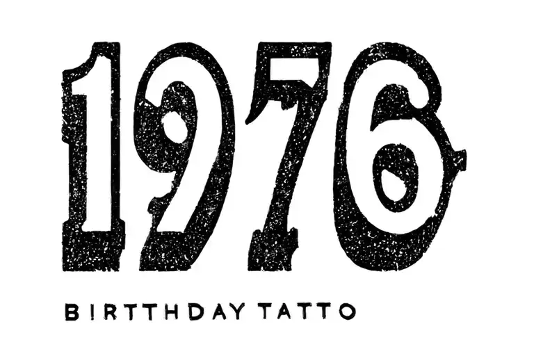 "1976" birthday date tattoo design idea