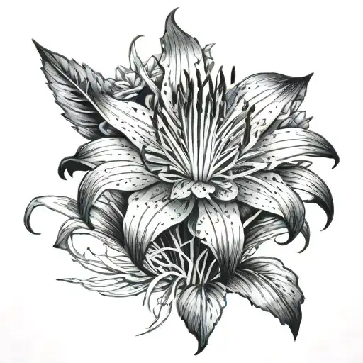 red spider lily plus arcane retated with one piece tattoo design idea