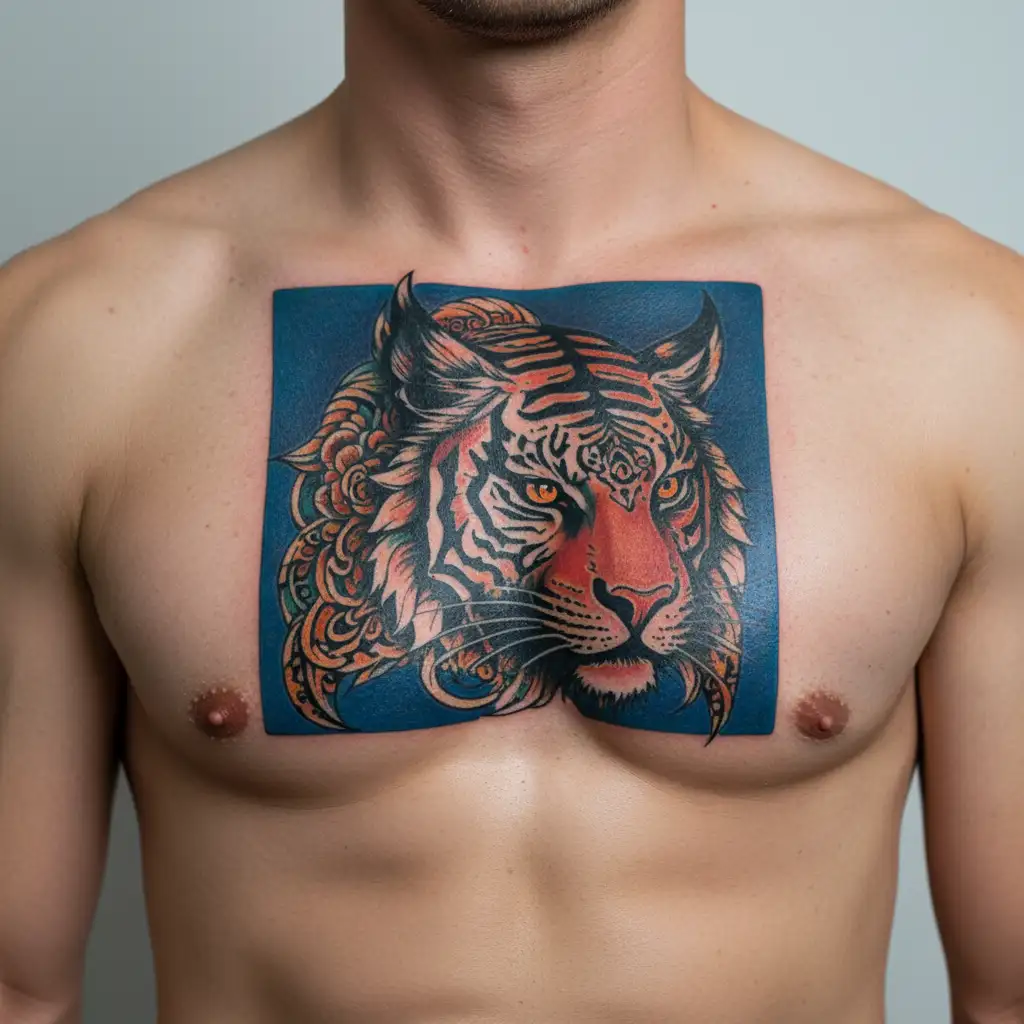 Ma Durga tiger head tattoo design idea