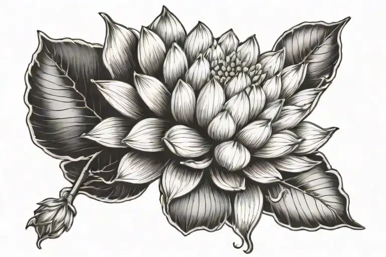 Traditional style tattoo of a lotus flower blooming from a brain, representing enlightenment and knowledge tattoo design idea