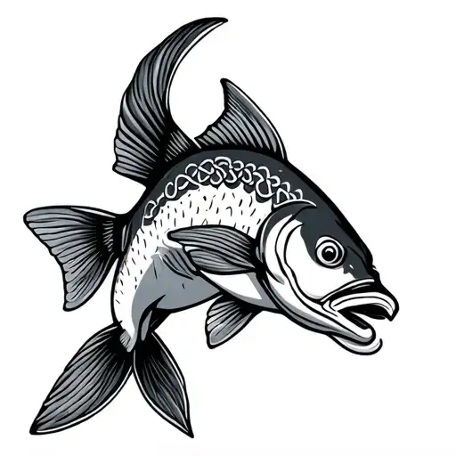 celtic salmon jumping tattoo design idea